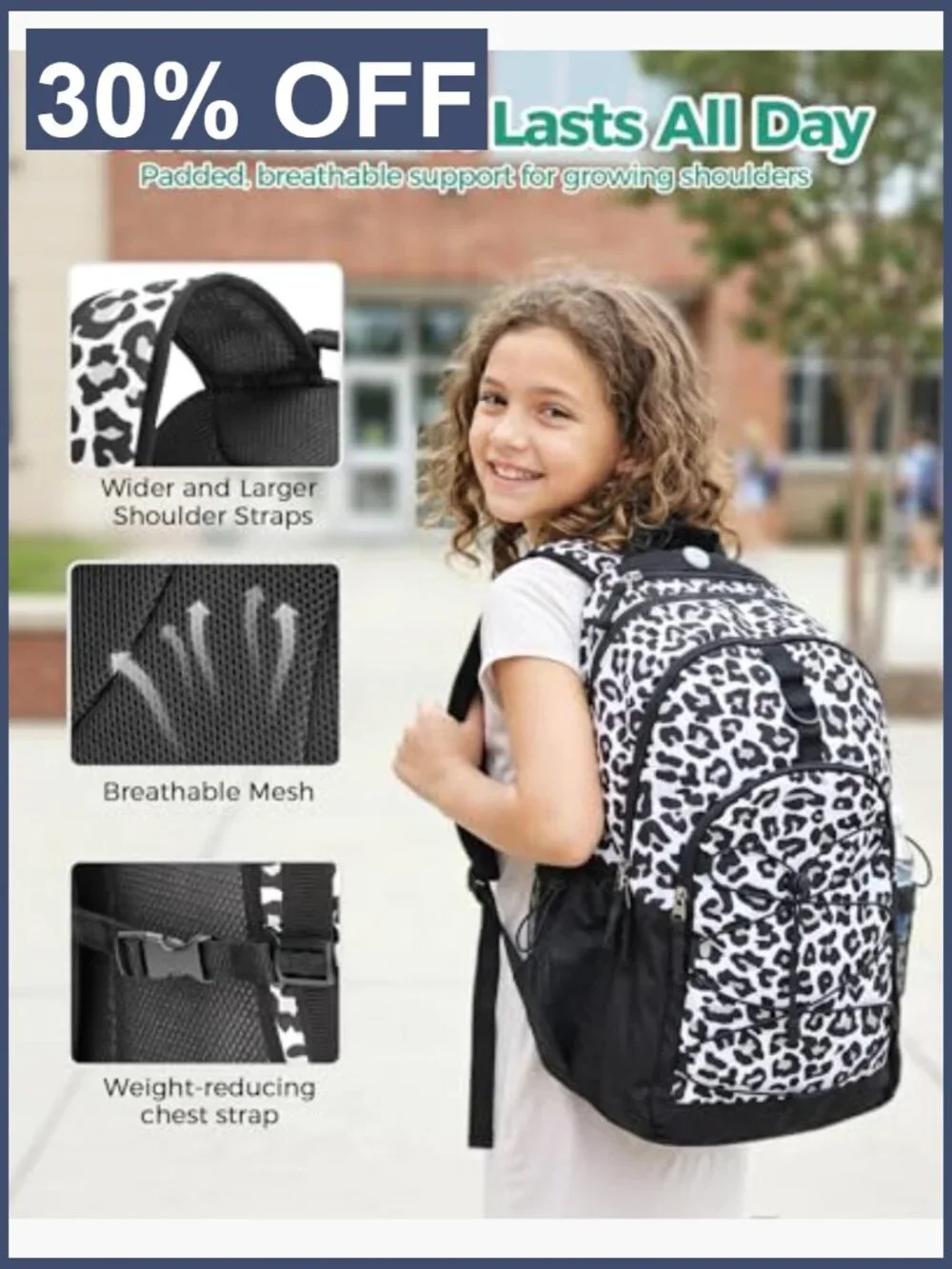 Teen Girl Backpack - 18 Inch Travel School Laptop Bookbag for Middle School